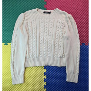 Lauren Ralph Lauren White Cream Cable Knit Pullover Sweater Womens Size XL